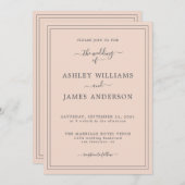 Chic Script Zacht Roze Trouwkaart Kaart (Voorkant / Achterkant)