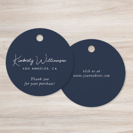 Chic Script Zakelijk Blauw Bedankkaartje Bedankjes Labels