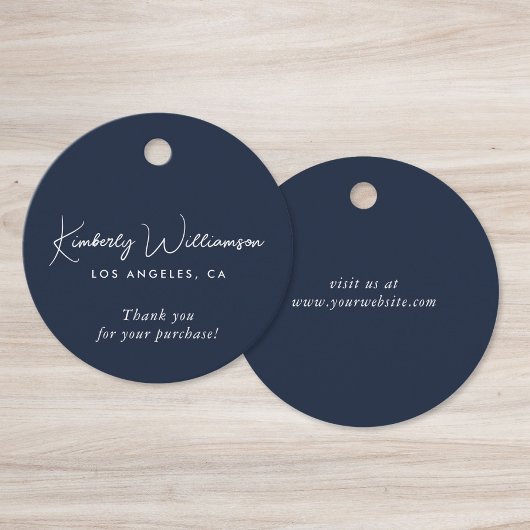 Chic Script Zakelijk Blauw Bedankkaartje Bedankjes Labels