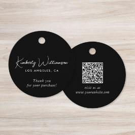 Chic Script Zakelijk QR-code Bedankingslabel Bedankjes Labels