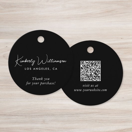 Chic Script Zakelijk QR-code Bedankingslabel Bedankjes Labels