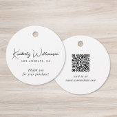 Chic Script Zakelijk QR-code Bedankkaartje Bedankjes Labels