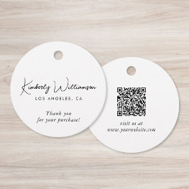 Chic Script Zakelijk QR-code Bedankkaartje Bedankjes Labels