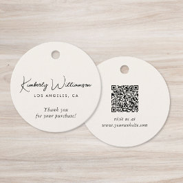 Chic Script Zakelijk QR-code Bedankkaartje Bedankjes Labels