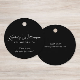 Chic Script Zakelijk Zwarte Bedank Tag Bedankjes Labels
