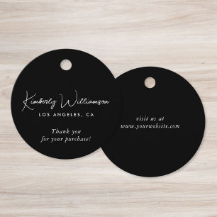 Chic Script Zakelijk Zwarte Bedank Tag Bedankjes Labels