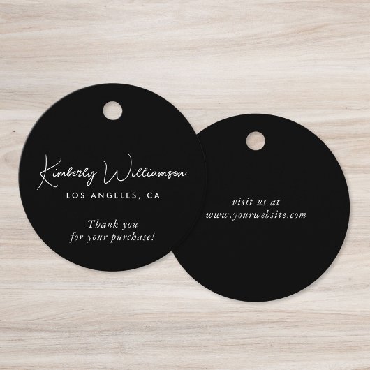 Chic Script Zakelijk Zwarte Bedank Tag Bedankjes Labels