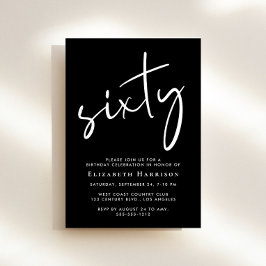 Chic Script Zwart 60ste Verjaardagsfeestje Kaart