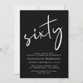 Chic Script Zwart 60ste Verjaardagsfeestje Kaart (Voorkant)