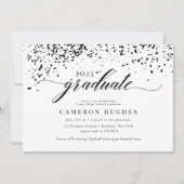 Chic Script Zwart Confetti Afstudeerfeest Kaart (Voorkant)