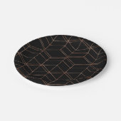 Chic Script zwart en koper geometrisch patroon Papieren Bordje (Gekanteld)