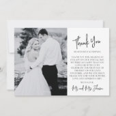 Chic Script Zwart en Wit 2 Foto Huwelijk Bedankkaart (Achterkant)