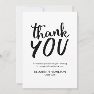 Chic Script Zwart en Wit Afstudeer Bedankt