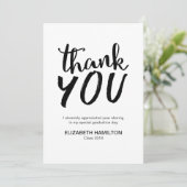 Chic Script Zwart en Wit Afstudeer Bedankt (Staand voorkant)