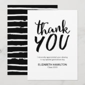 Chic Script Zwart en Wit Afstudeer Bedankt (Voorkant / Achterkant)