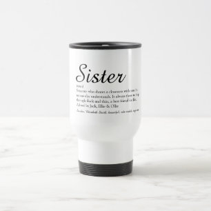 Chic Script Zwart en Wit Cool Zuster Definitie Reisbeker