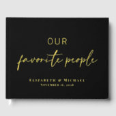 Chic Script Zwart Foto Huwelijk Gastenboek (Voorkant)