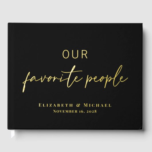 Chic Script Zwart Foto Huwelijk Gastenboek (Voorkant)