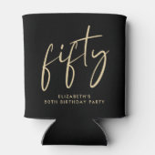 Chic Script Zwart Goud 50ste Verjaardagsfeest Blikjeskoeler (Achterkant)