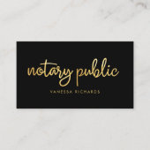 Chic Script Zwart & Goud Notaris Naam Modern QR Visitekaartje (Voorkant)