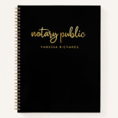 Chic Script Zwart & Goud Notaris Naam Notitieboek (Voorkant)