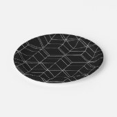 Chic Script Zwart & Wit Geometrisch Patroon Papieren Bordje (Gekanteld)