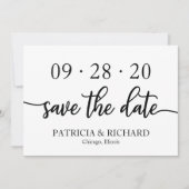 Chic Script Zwart Wit Trouwkaart Save The Date Kaart (Voorkant)