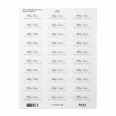 Chic Script Zwart Witte Trouw Retouradres Etiket (Full Sheet)