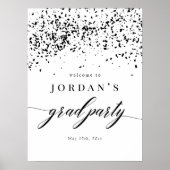 Chic Script Zwarte Confetti Afstudeerfeest Bord Poster (Voorkant)