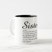 Chic Script Zwarte en Witte Cool Zus Definitie Tweekleurige Koffiemok (Voorkant links)