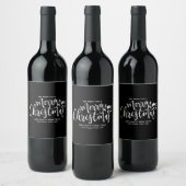 Chic Script Zwarte Prettig Kerst Wijnlabel Wijn Etiket (Flessen)