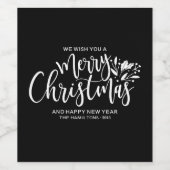 Chic Script Zwarte Prettig Kerst Wijnlabel Wijn Etiket (Enkel label)