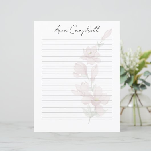 Chic scriptnaam Aangepast monogram briefpapier (Staand voorkant)