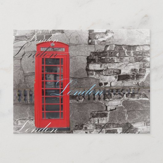 Chic scripts London Landmark Red Telefoon Booth Briefkaart (Voorkant)