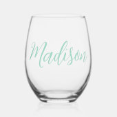 Chic Seafoam gepersonaliseerde naam Wijnglas Zonder Voet (Voorkant)