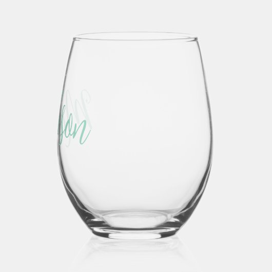Chic Seafoam gepersonaliseerde naam Wijnglas Zonder Voet (Links)