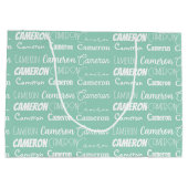 Chic Seafoam Green Custom Name Collage Birthday Groot Cadeauzakje (Achterkant)