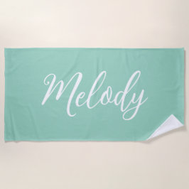 Chic Seafoam Green Custom Name Handwritten Script Strandlaken