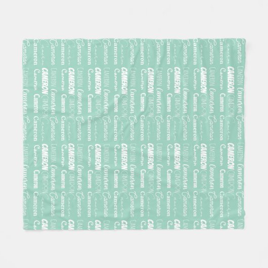 Chic Seafoam Green Personalized Name Collage Fleece Deken (Voorkant (Horizontaal))