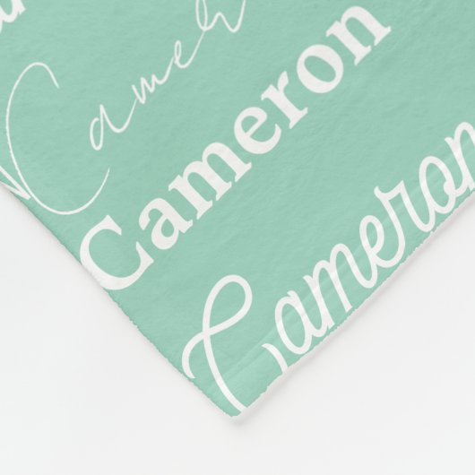 Chic Seafoam Green Personalized Name Collage Fleece Deken (Hoek)
