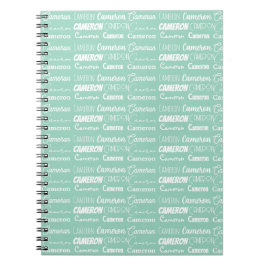 Chic Seafoam Green Personalized Name Collage Notitieboek