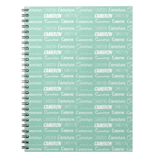 Chic Seafoam Green Personalized Name Collage Notitieboek (Voorkant)