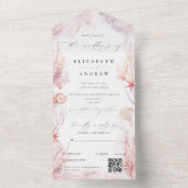 Chic Seashells Coral Underwater QR Code Weddenscha All In One Uitnodiging (Binnen)