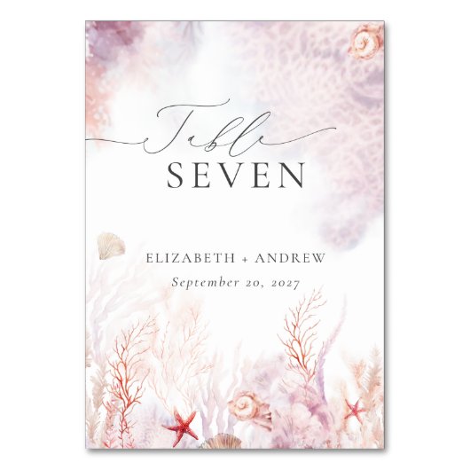 Chic Seashells Coral Underwater Wedding Kaart (Voorkant)