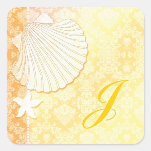 Chic Seaside Wedding Favor Vierkante Sticker (Voorkant)