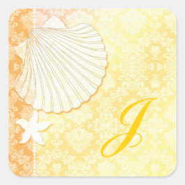 Chic Seaside Wedding Favor Vierkante Sticker