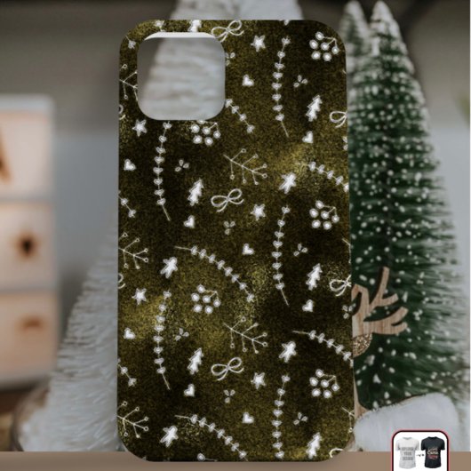 Chic Seasonal Golden Botanical Pattern kerst iPhone Hoesje