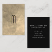 Chic Sepia Waterverf Monogram Visitekaartje (Voorkant / Achterkant)