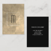 Chic Sepia Waterverf Monogram Visitekaartje (Voorkant / Achterkant)