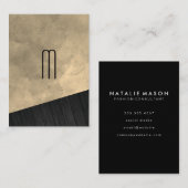 Chic Sepia Waterverf Wood Monogram Visitekaartje (Voorkant / Achterkant)